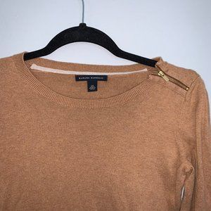 Banana Republic Elbow Patch Tan Crew Neck Sweater
